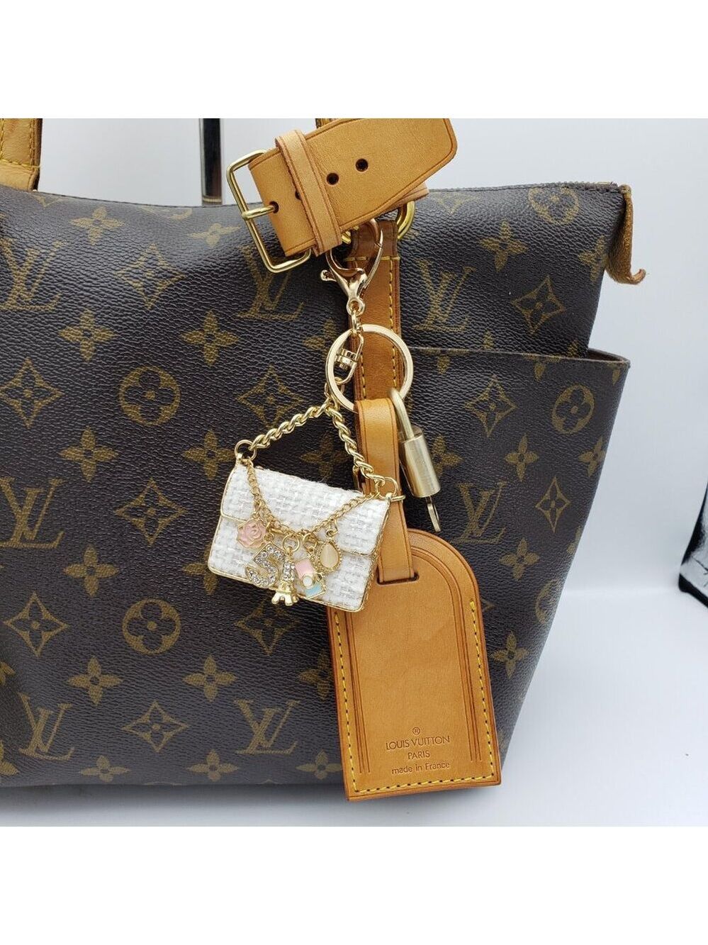 Authentic Louis Vuitton Luggage Nametag and Gold Padlock with Unbranded Keycharm - Picture 8 of 8